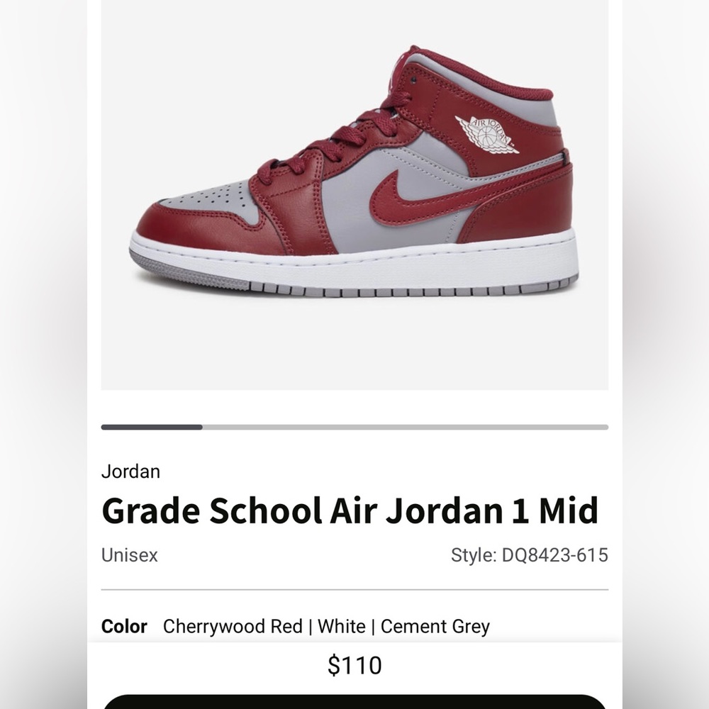 NIKE Air Jordan 1 Mid Basketball Shoes Size 1.5